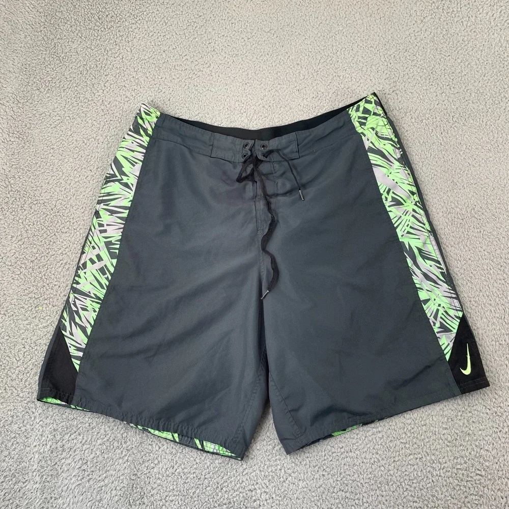 Nike Swim Trunks Men 2XL Gray Surf Beach Brief Lined Board Short